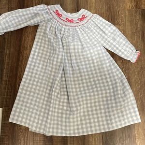 NWOT Christmas dress Girls gray and white gingham dress with red stitching